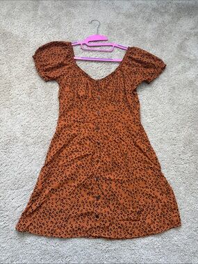 Trixxi Orange Leopard-Print Button Front Mini Dress